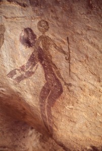 Pittura rupestre sul massiccio del Tassili n'Ajjer, in Algeria
